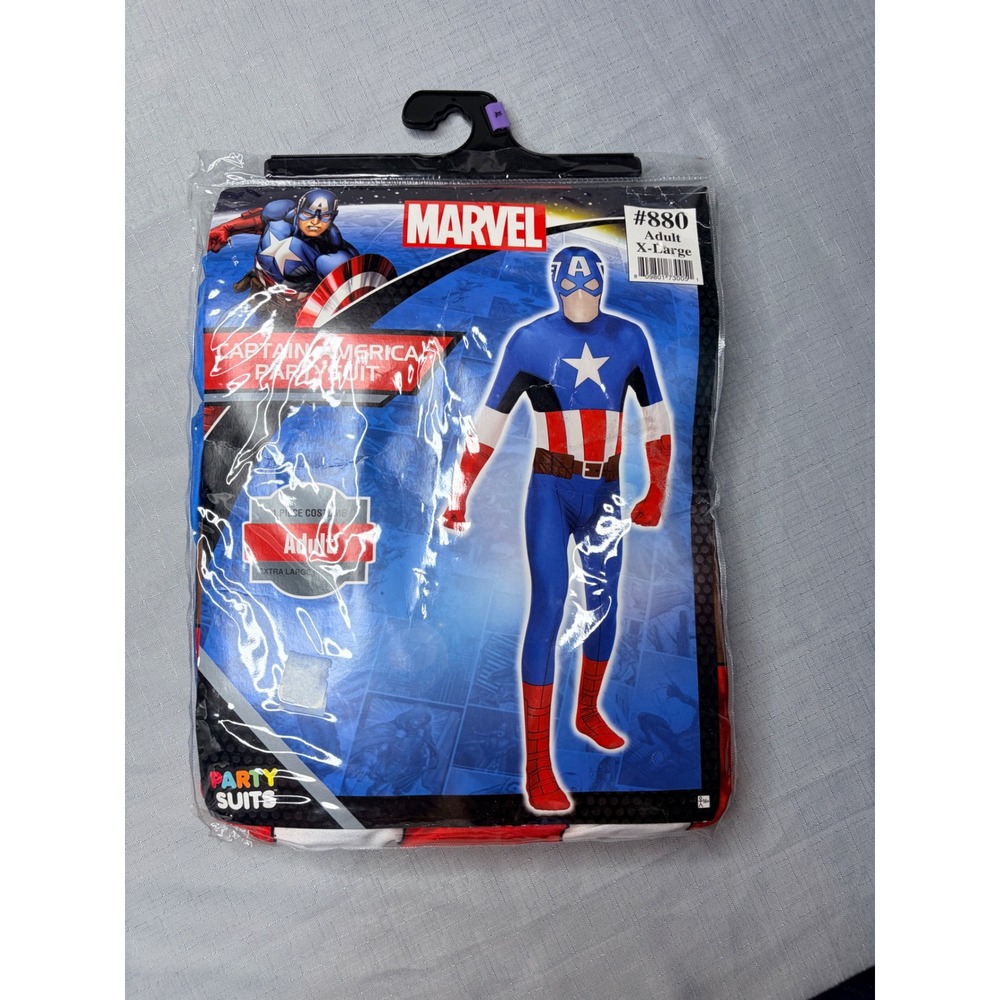 Marvel Captain America Party Suit XL Blue Red White Full Body Skin Suit #880